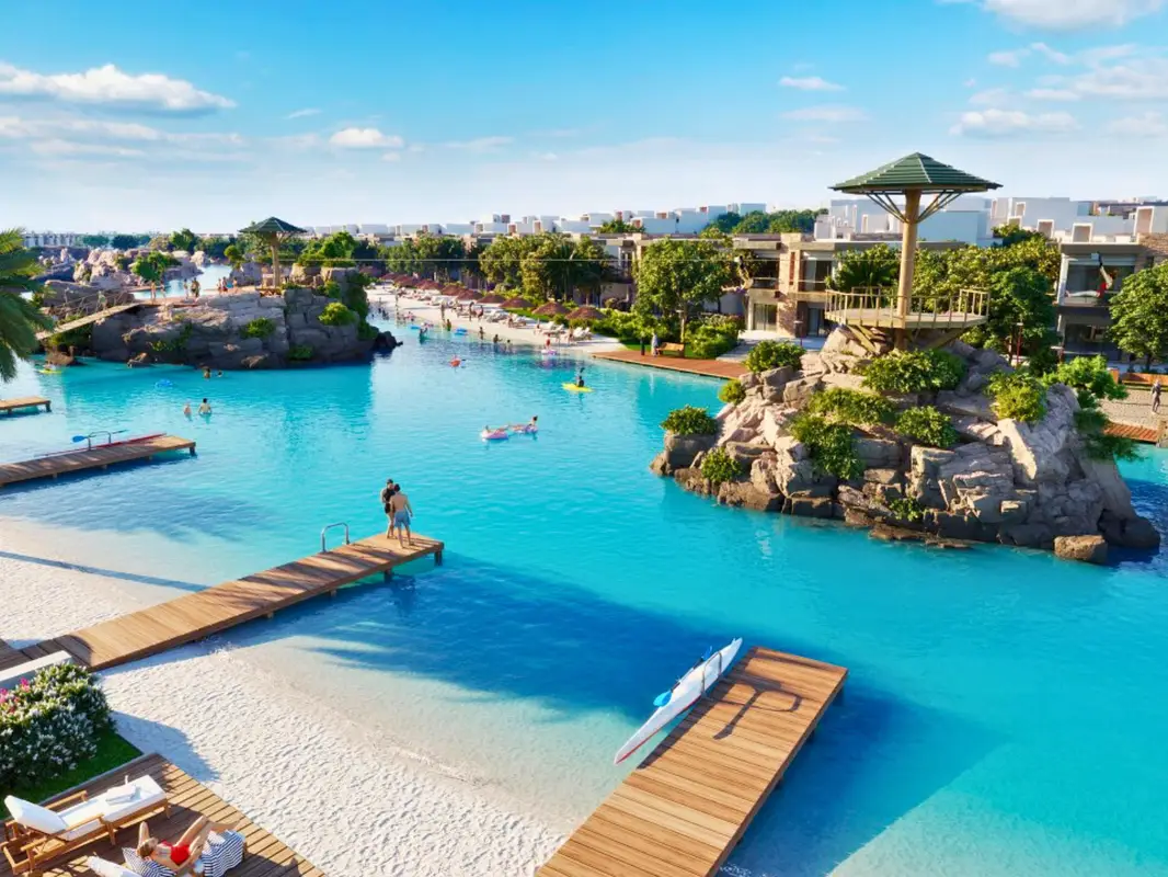 Podium level pool and landscaped deck