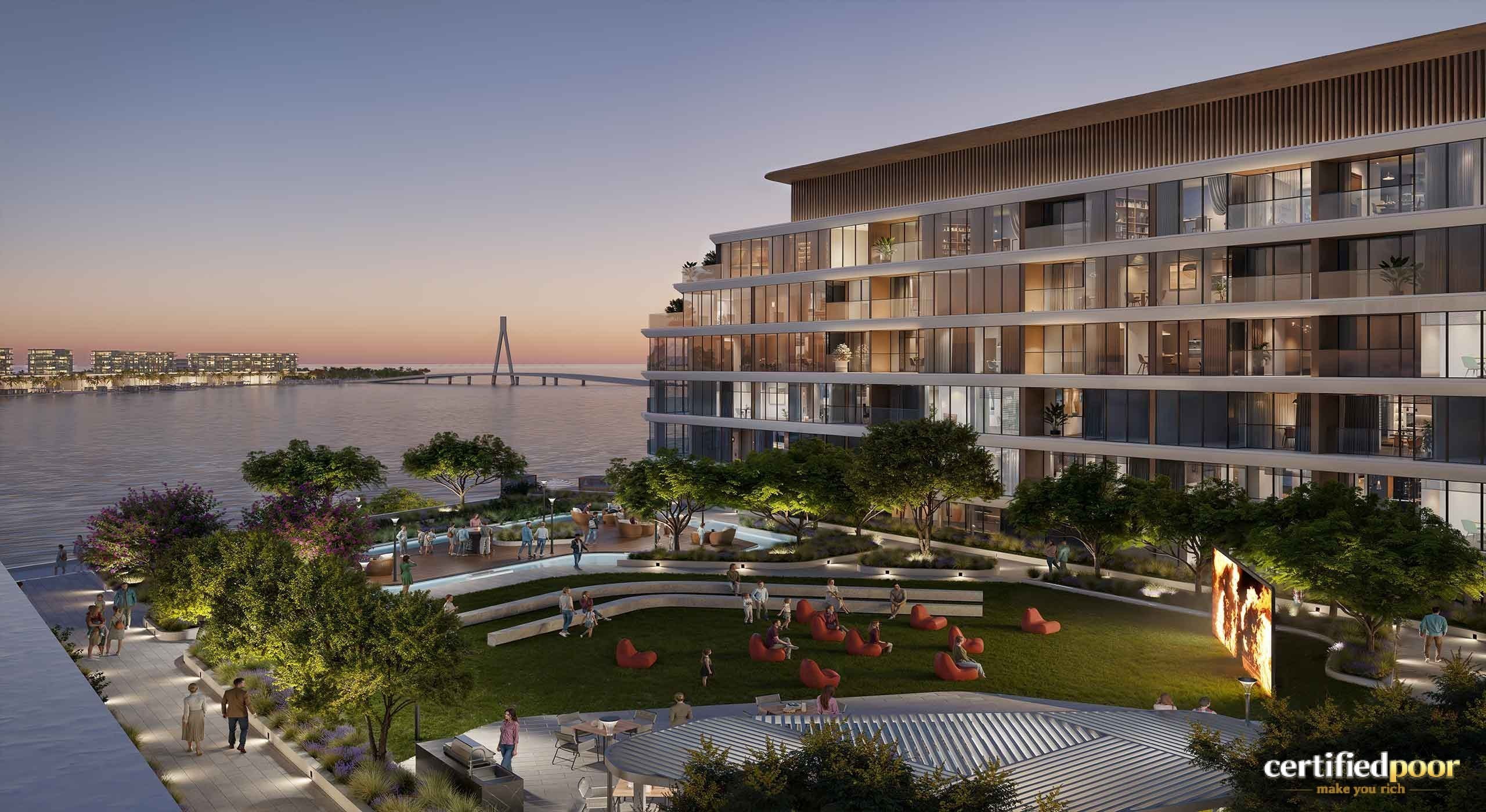 Delphine Beach Residences lagoon and park areas